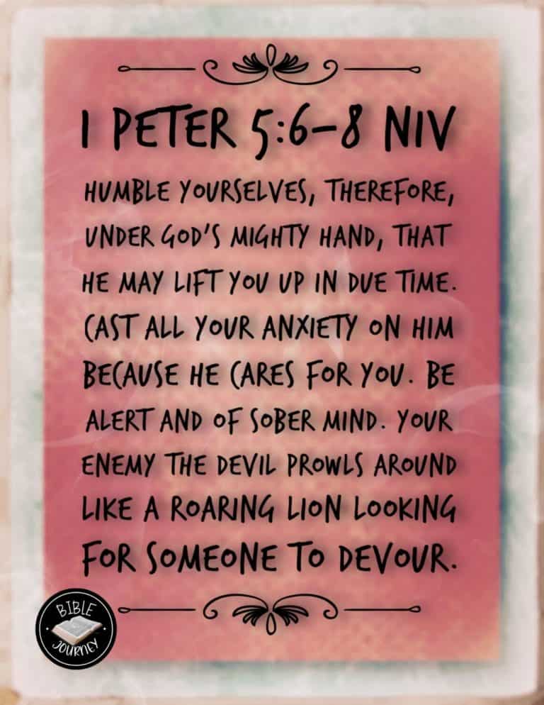 Bible Verse for Dealing with Anxiety 1 Peter 5:6-8 NIV
