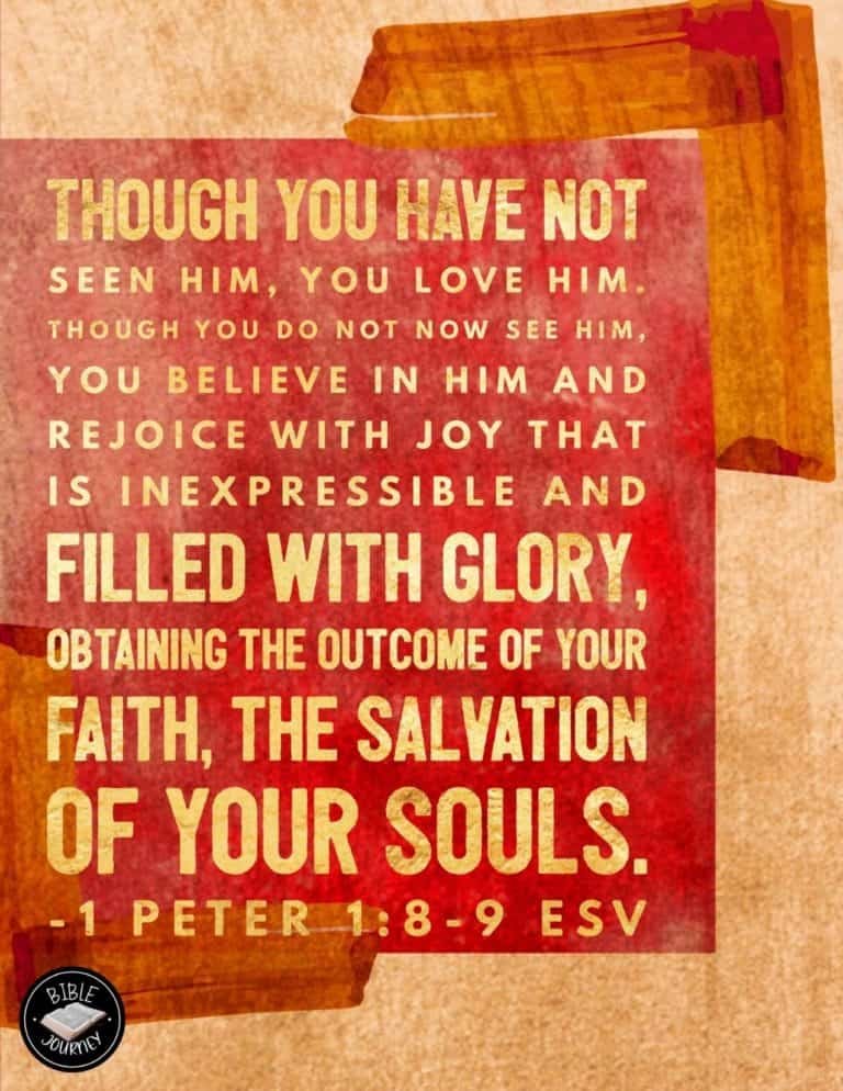 Hundreds of Beautiful Picture Bible Verses-6 1 Peter 1:8-9 ESV Picture Bible Verse