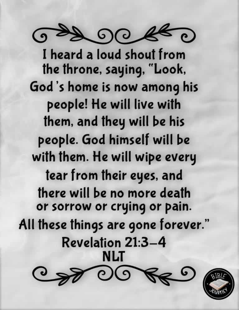 Revelation 21:3-4 NLT Picture Bible Verse