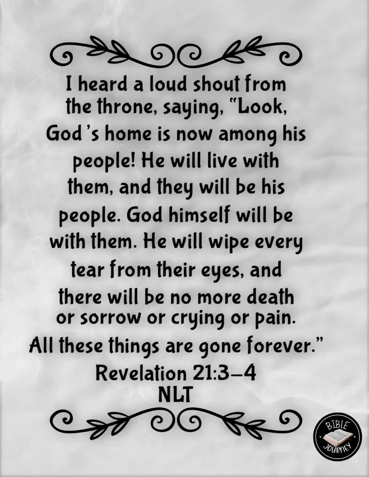 Revelation 21:3-4 NLT - Eternal Life - Picture Bible Verses