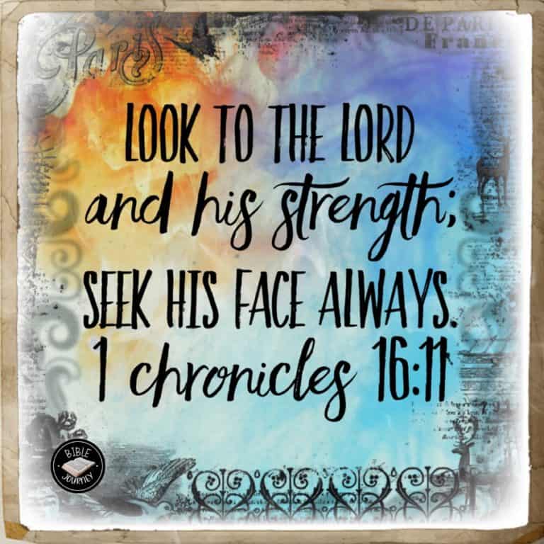 [1 Chronicles 16:11 NIV] Look to the LORD and his strength; seek his face always.
