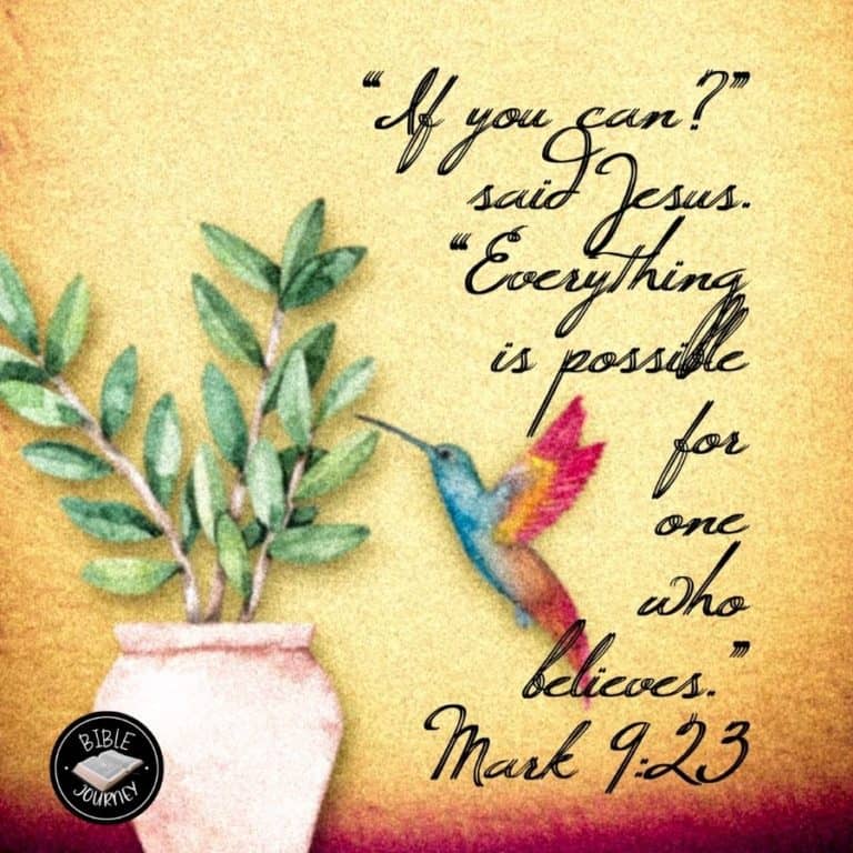 [Mark 9:23 NIV] " 'If you can'?" said Jesus. "Everything is possible for one who believes."