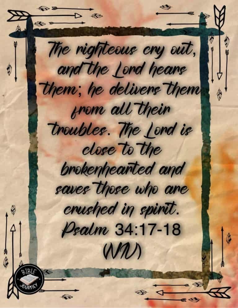 Psalm 34 17 18 NIV Picture Bible Verse