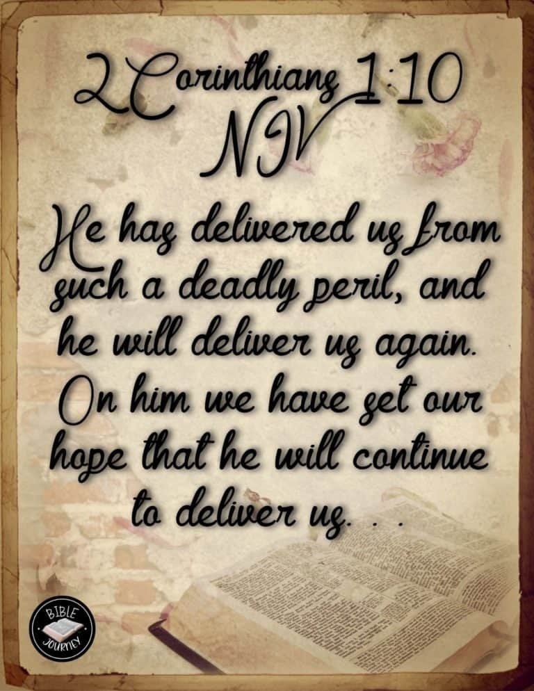 Picture Bible Verses-21 2 Corinthians 1:10 NIV. Bible Verse Image.