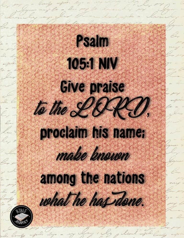 Picture Bible Verses-22 Psalm 105:1 NIV. Bible Verse Image.