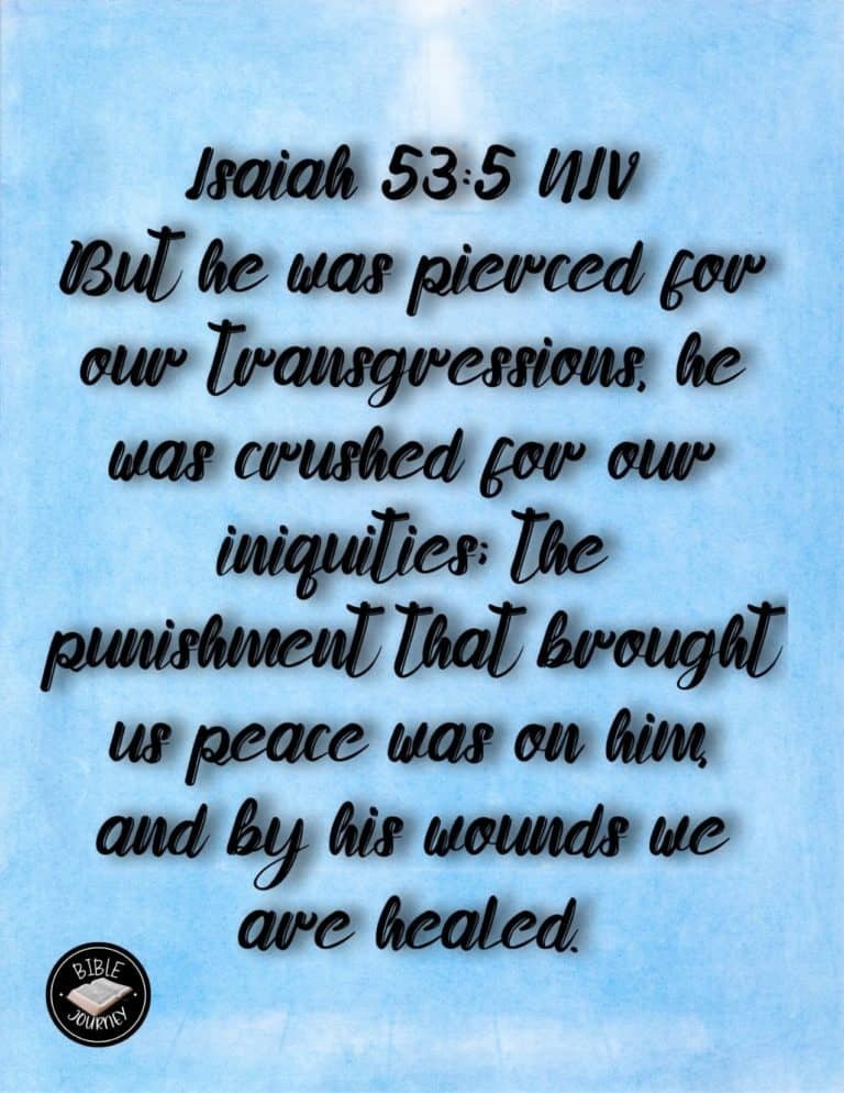 Picture Bible Verses-24 Isaiah 53:5 NIV. Bible Verse on Image Background.