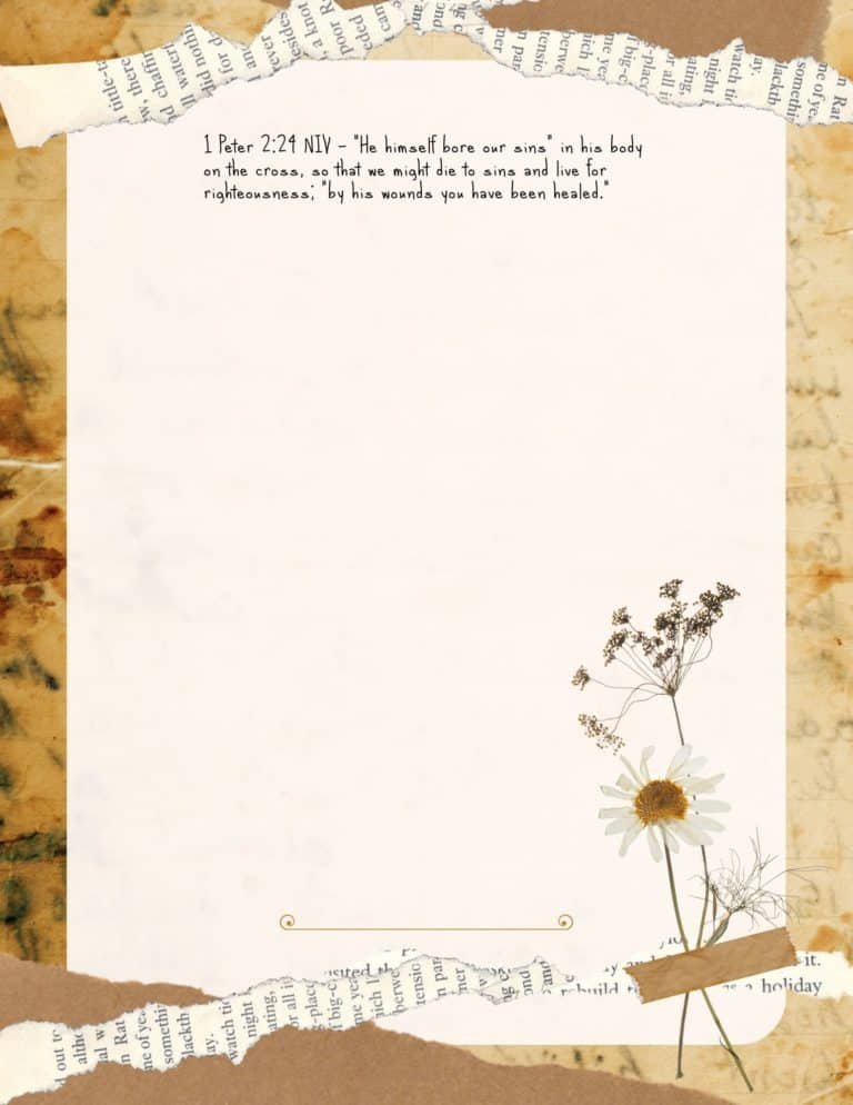 Free Printable Scripture Notepaper - 1 Peter 2:24 NIV