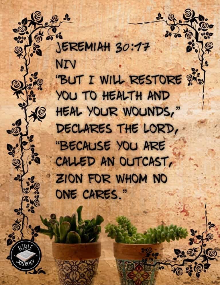 Picture Bible Verses-13 Jeremiah 30:17 NIV. Bible Verse on Image Background.