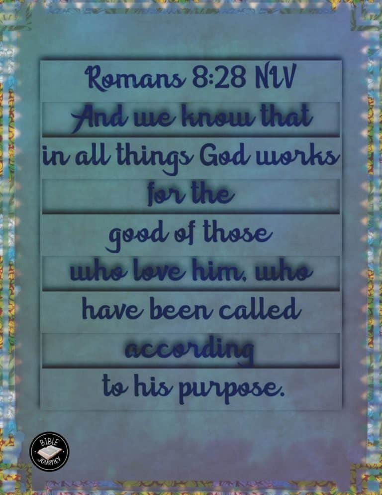 Romans 8:28 NIV - And we know that in all things God works for the good of those who love him, who have been called according to his purpose.