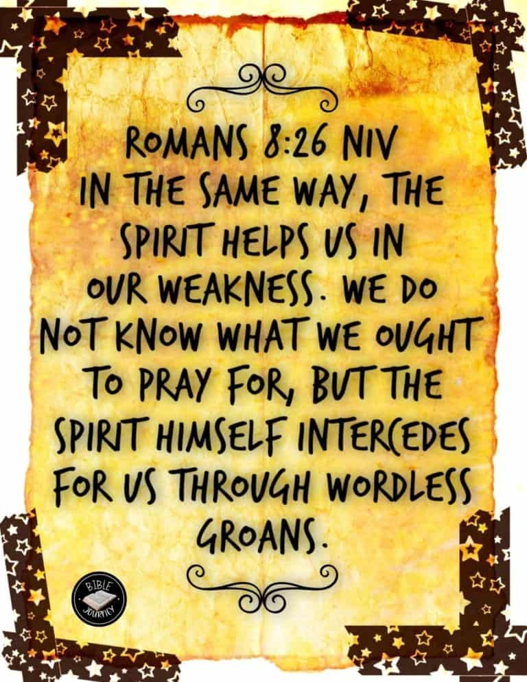 Share a picture bible verse. Use in bible study journals, or make study cards. Postcard sized 4.25x5.5. Romans 8:26 NIV