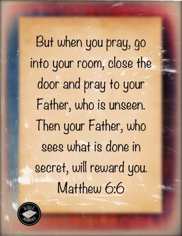Share a picture bible verse. Use in bible study journals, or make study cards. Postcard sized 4.25x5.5.Matthew 6:6 NIV