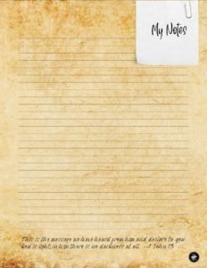 Free Printable 8 1/2 x 11 Scripture Notebook Paper. [1 John 1:5 NIV] [1 John 1:5 NIV] This is the message we have heard from him and declare to you: God is light; in him there is no darkness at all.