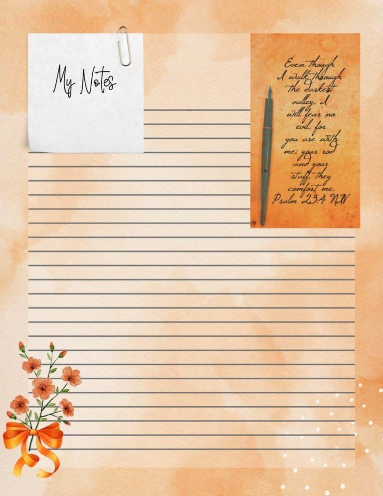 Psalm 23:4 NIV - Download Free Printable Scripture Notepaper Psalm 23:4 NIV Scripture Notepaper