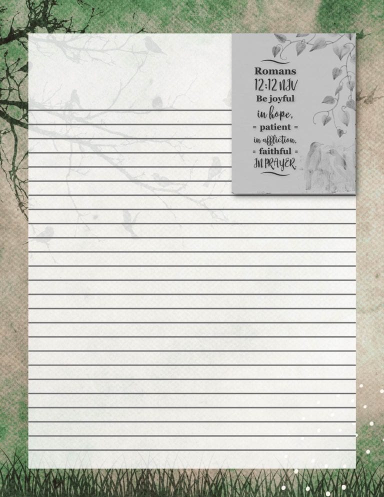 Romans 12:12 NIV - Printable Scripture Notepaper