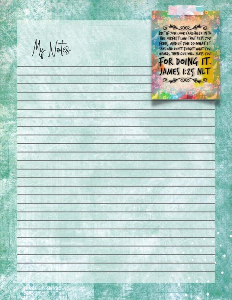 James 1:25 NLT Free Printable Scripture Notebook Paper