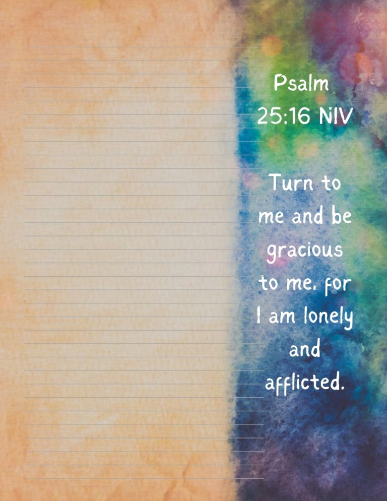 Psalm 25:16 - Printable Bible Verse Notepaper