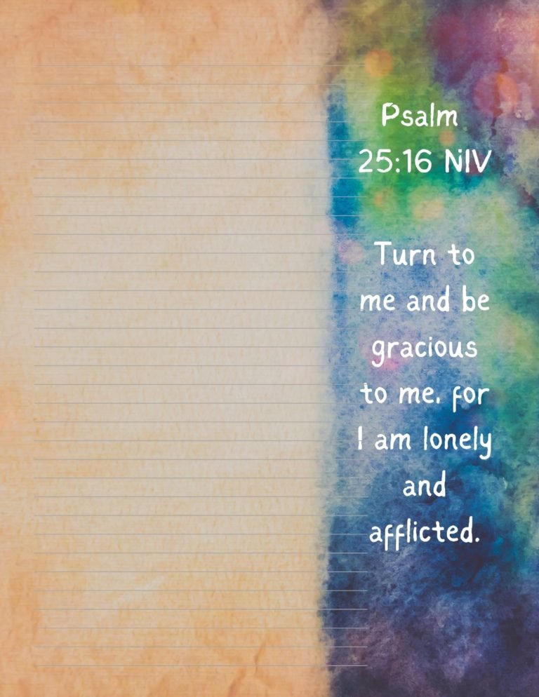 Christian Stationery for Psalm 25:16 Psalm 25:16 - Printable Bible Verse Notepaper