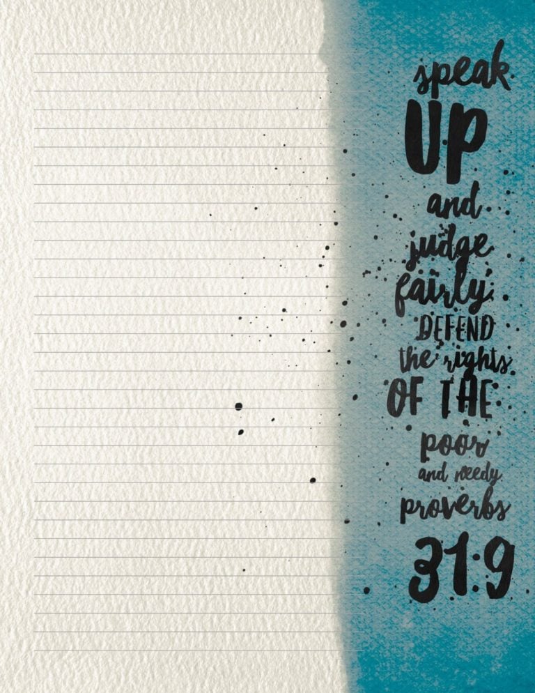 Inspirational Bible Verse Paper - Proverbs 31:9