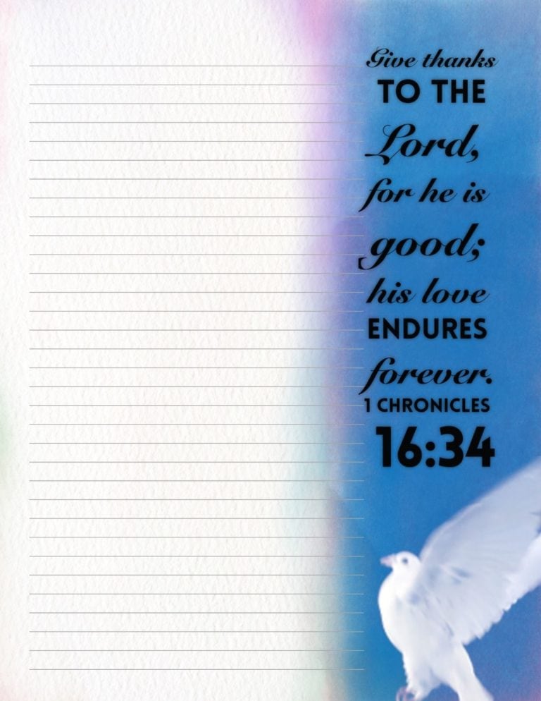 1 Chronicles 16:34 Printable Scripture Notepaper