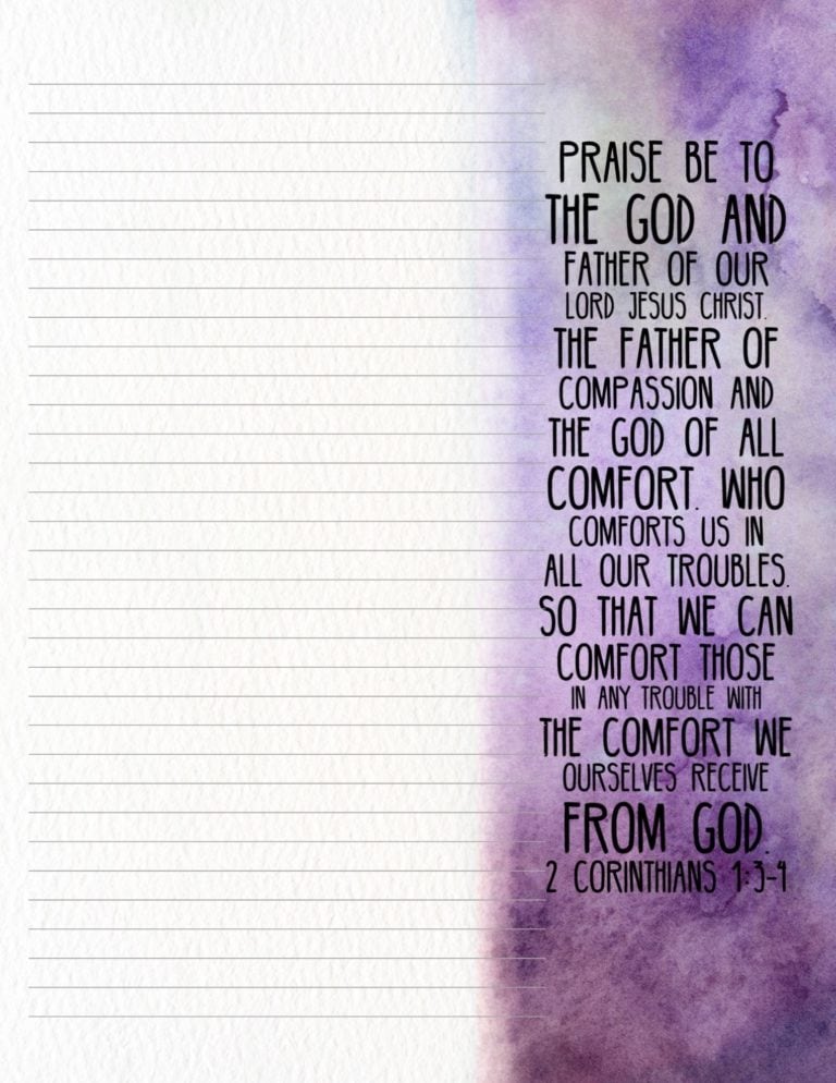 2 Corinthians 1:3-4 Printable Scripture Notepaper