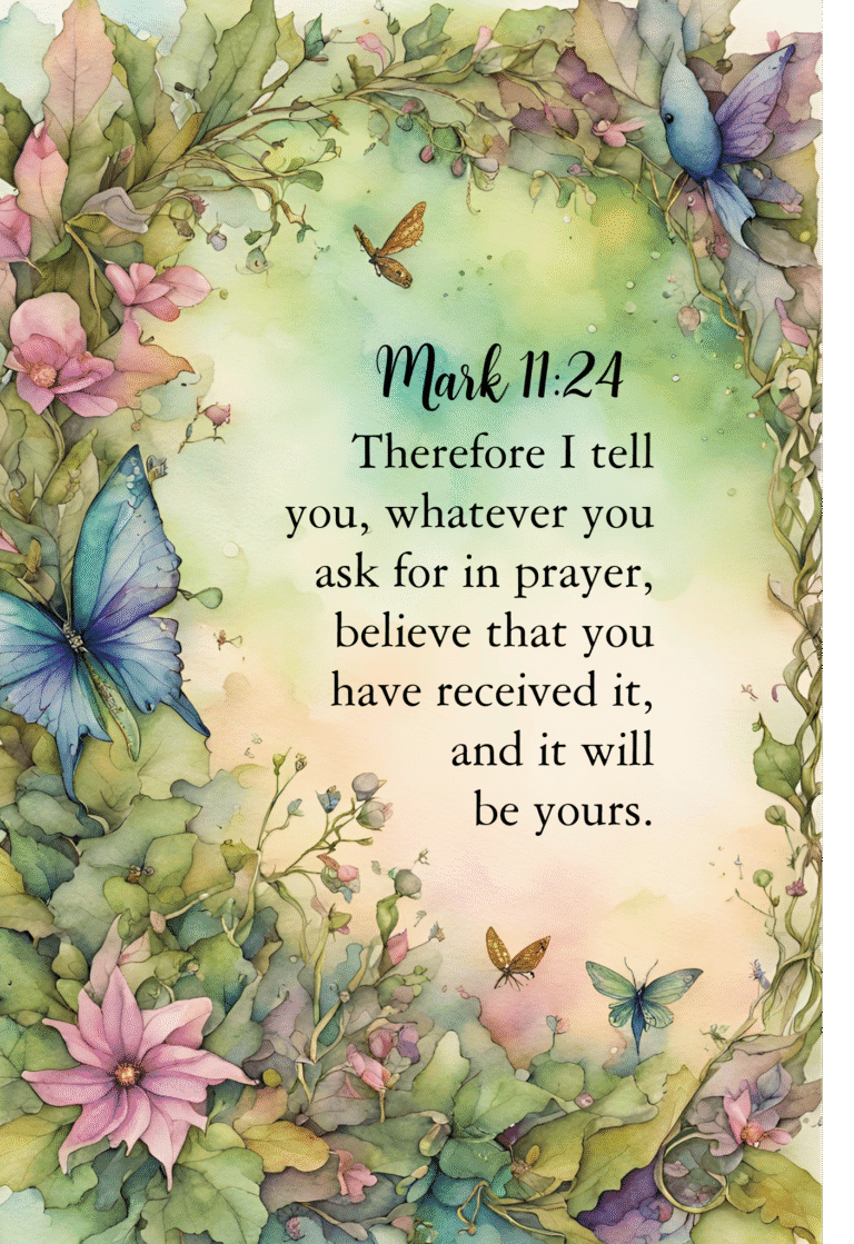 Mark 11:24 Christian Watercolor. Available on gifts, decor, stationery and more at Our Bible Journey's Zazzle Store